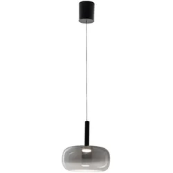 Fabas Luce Devero 8W LED-Pendelleuchte, Ø 25cm, hellgraues Borosilikatglas mit Farbverlauf, dimmbar, 2700K-4000K, Schutzart IP20, moderne Devero Kollektion