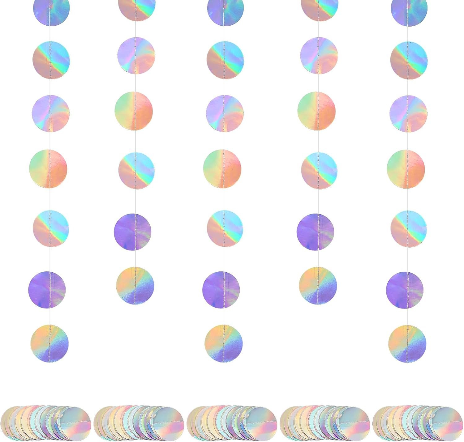 Papier Garland Decoratie met Kleurvolle Glitter Cirkel Dots - 4 Meter