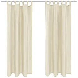 Arsvita 2er Pack Gardine Blickdicht Alessia mit Schlaufen 140x145cm beige