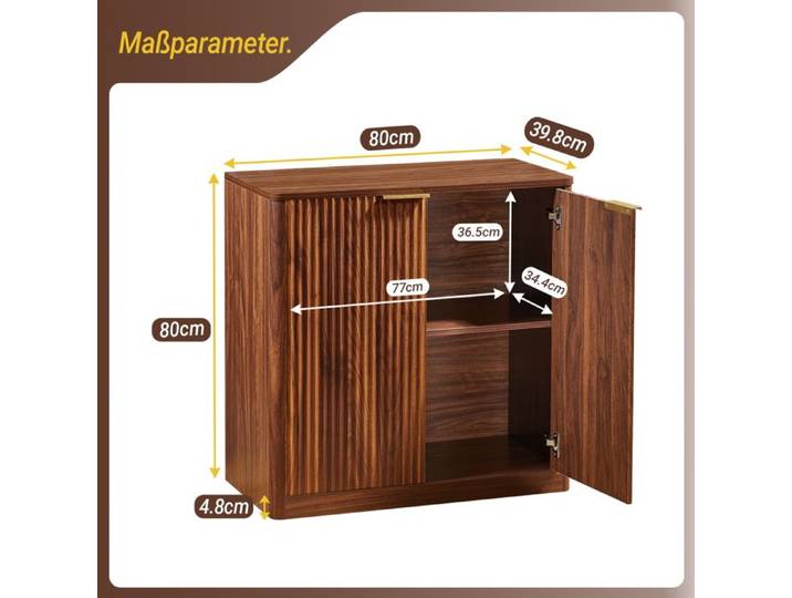 Buffet bas - ZEVKOR - Buffet Bas 2 Portes avec Étagère Réglable - 2 portes - Étagère réglable - Marron 80x39 8x80 cm