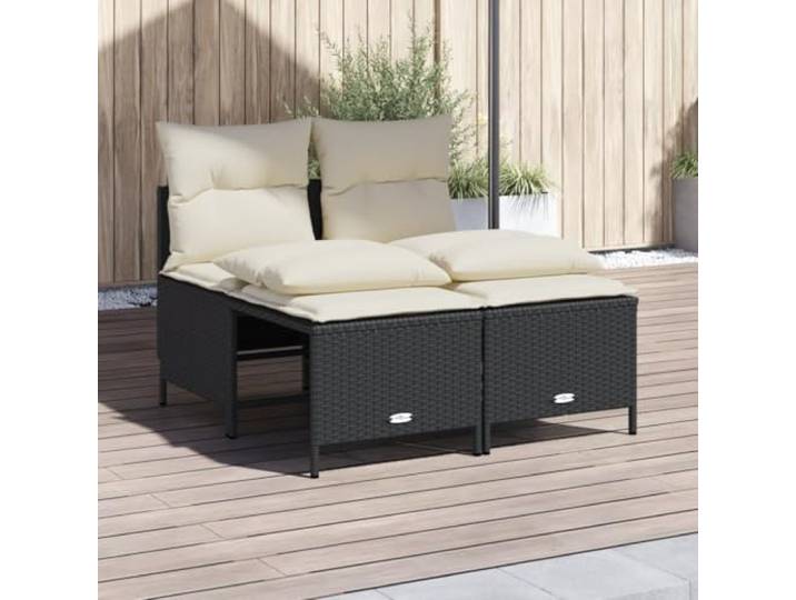 RJPLMFV Gartenmöbel, 4-teilig, Schwarz, Kunstharz, geflochten Dicke Kissen, abnehmbarer Bezug, waschbar, Mehrzweck-Sitzsack, Stahlrahmen
