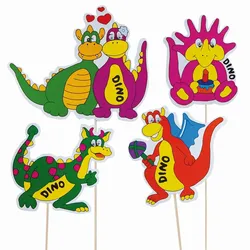 100x Deko-Picker "Dino Familie" 21cm
