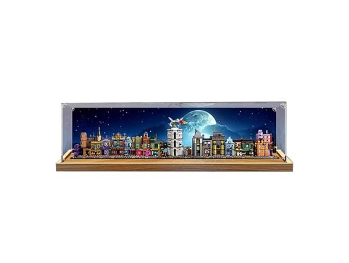 HCAEIOFJ Transparente Acryl-Vitrine für Lego HP 76444, anwendbar für Diagon Alley Wizarding Shops, entworfene Displaybox, Geschenk (nur Vitrine) (schwarze Unterseite 3 mm)