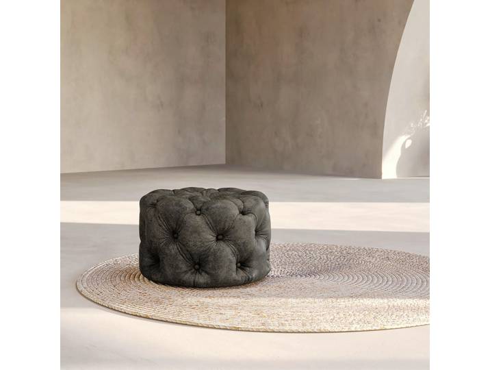 P & B Hocker Fresco, Anthrazit, Kunststoff, rund, 60x39x60 cm, Made in EU, Made in Europe, FSC 100%, Wohnzimmer, Hocker, Sitzhocker