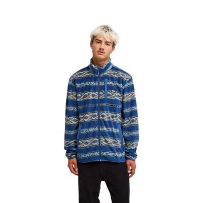 Fleecejacke QUIKSILVER "No Destination", Herren, Gr. M, blau (quik life stripe schwarz denim), Obermaterial: 100% Polyester., Jacken Fleecejacke