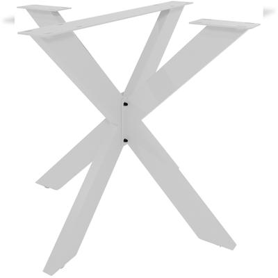 DELUKE® Tischgestell Metall KRYT Weiß inkl. Schrauben + Bodenschoner Tischbein Tischkufe Tischgestell für Holztisch Esstisch 71x85x85cm