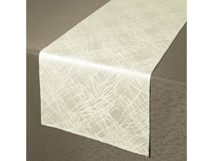 Tischläufer DELINDO LIFESTYLE TENDENCE Gr. 1, beige (creme), B:140cm L:40cm, Polyester, Tischdecken, Tischläufer, Jacquard, Fleckschutz, 180 g/m²