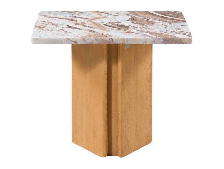 Beistelltisch Mango 55x55x45 beige lackiert / Marmor beige LUGANO #104