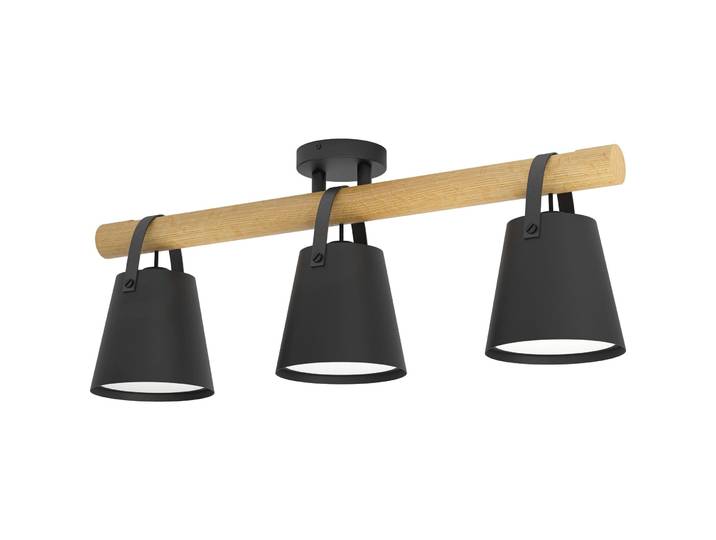 Eglo Deckenlampe Boyle Braun/schwarz/weiss Holz/Stahl B 17 cm