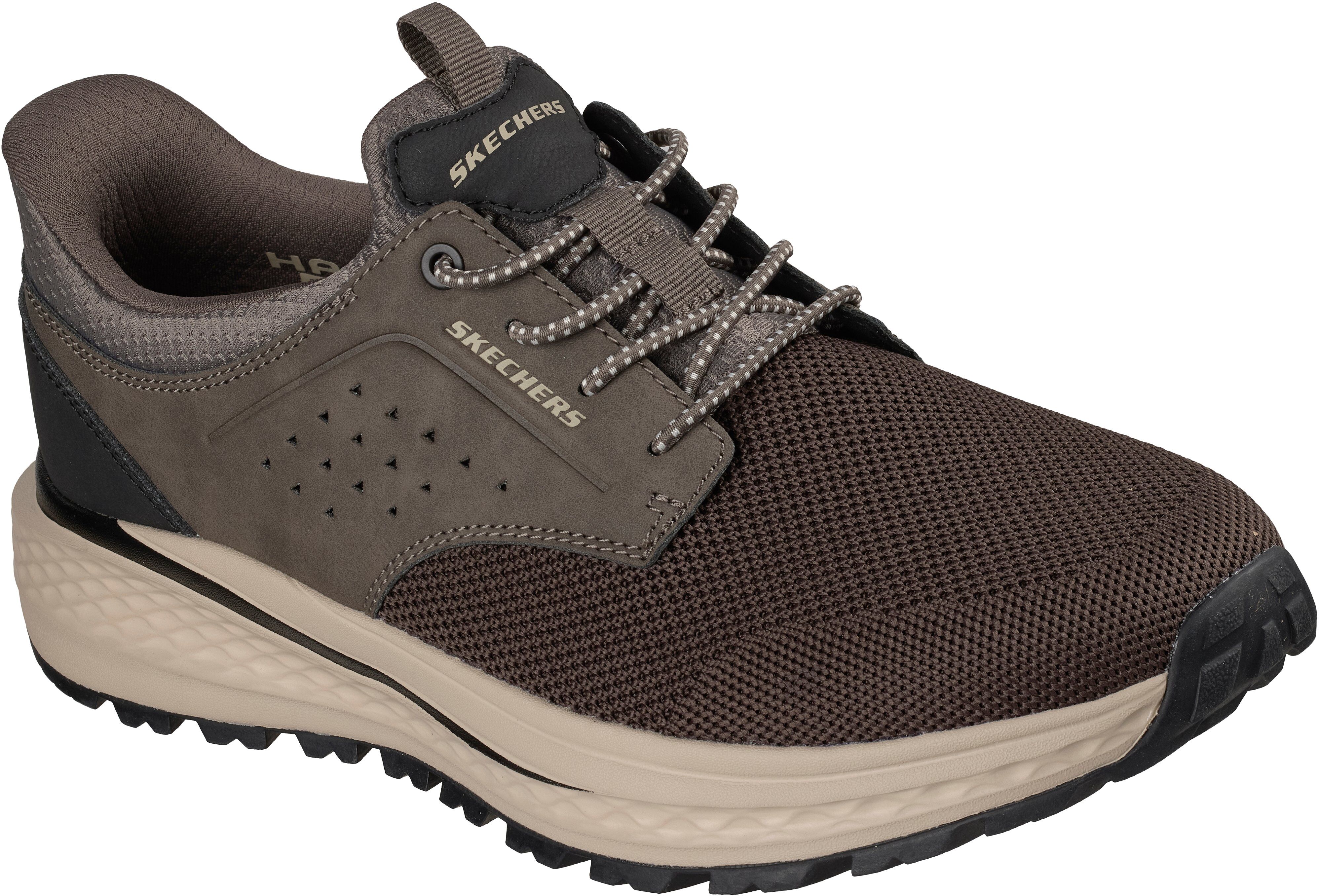 Slip-On Sneaker SKECHERS "SLADE ULTRA-COLORADO", Herren, Gr. 42, Textil, dunkeltaupe, Lederimitat, Textil, Schuhe Slip-On Sneaker, Schlupfschuh, Freizeitsneaker mit Gummizug und Slip ins-Funktion, Topseller