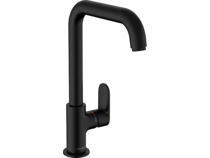 hansgrohe Vernis Blend M35 - Küchenarmatur, 1 Stahlart, Wasserhahn Küche mit Auslaufhöhe 255 mm, Mischbatterie Küche 360° schwenkbar, Mattschwarz, 71857670