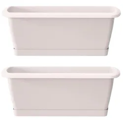 WellHome - 2er-Set Respana Pflanzgefäße mit Kunststoffständer in Weiß farbe 78,6x18,4x14,5cm