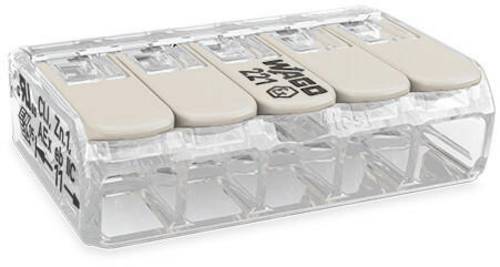 WAGO 221-485 Verbindungsklemme flexibel: 0.20-4mm² starr: 0.20-4mm² Polzahl: 5 Transparent, Weiß