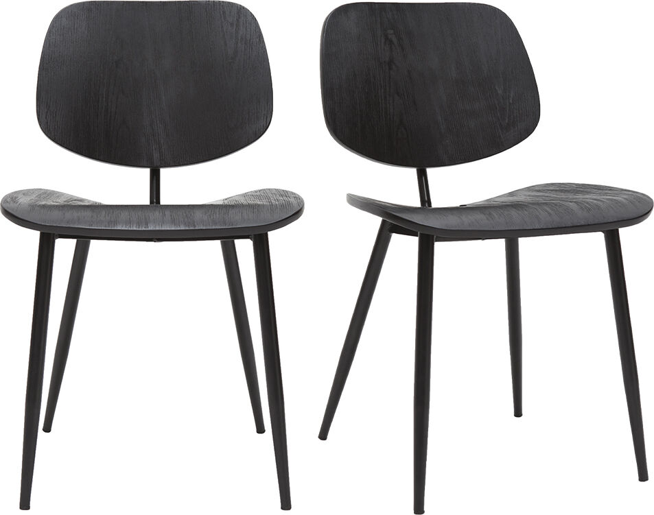 Miliboo Stühle schwarzes Holz und schwarzes Metall (2er-Set) TOBIAS