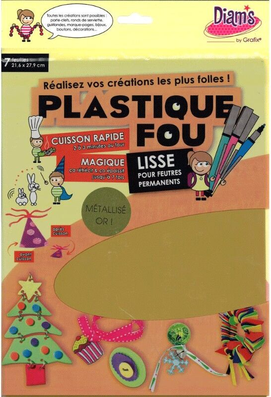 PLASTIQUE FOU DIAM'S 7 feuilles Métallisé or
