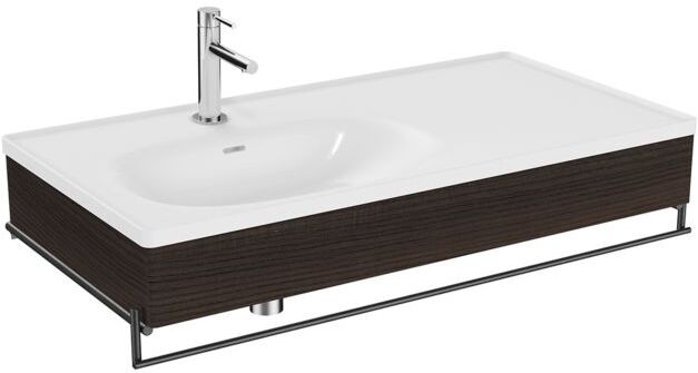 VitrA Equal Möbelwaschtisch-Set 64089 102,5x52cm, mit Möbelwaschtisch asymmetrisch, weiß VC, mit Holzblende ulme