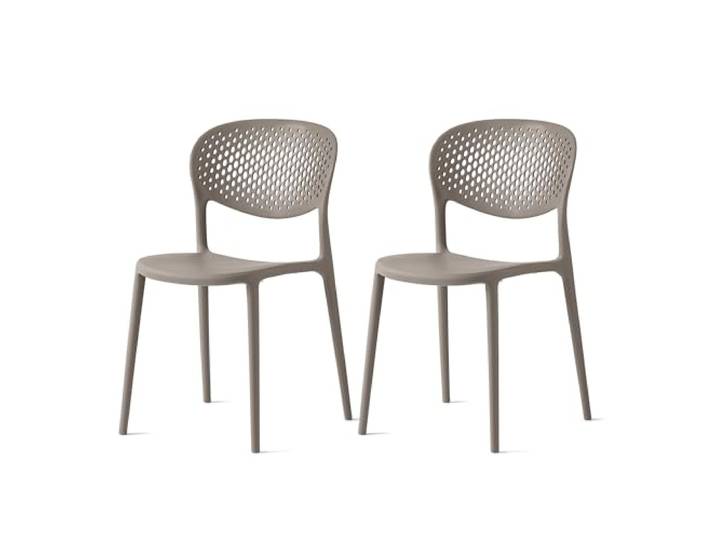 Connubia, 2 Stühle Abby mit gelochter Rückenlehne, aus recyceltem Polypropylen, 100% Taupe matt