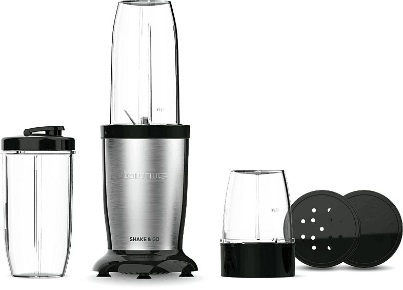 REACONDICIONADO Seminuevo Muy bueno Batidora de vaso - Taurus Shake & Go 800 W, 500 ml, 2 vasos, 1 picador, Security system, Pica hielo, Acero inox