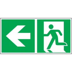 Rettungswegschild mit Pfeil links