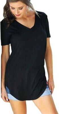 Uplifted Finds Loose Fit V Neck Short Sleeve Summer Blouse For Women 4xl black