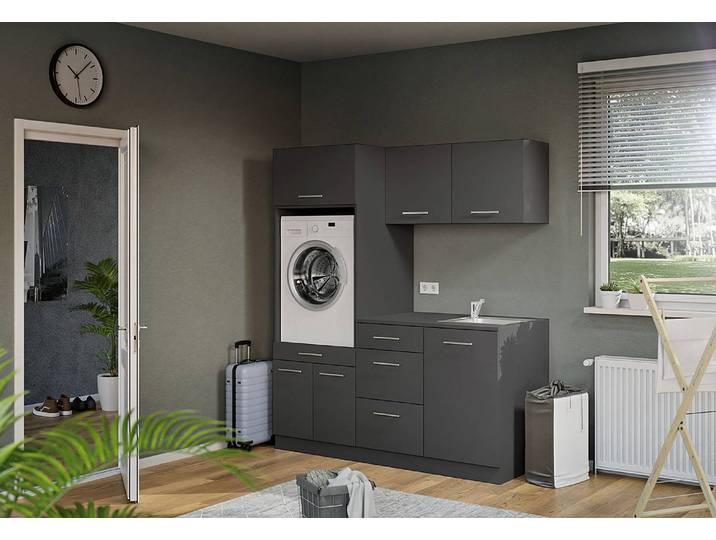 Meuble haut - 1 porte 50cm Gris/Anthracite