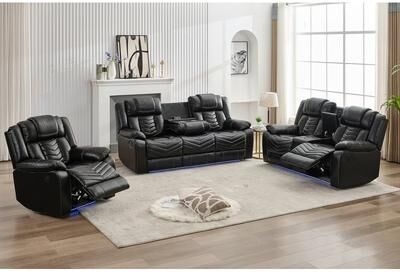ELIASER Zero Gravity Faux Leather Power Recliner Sofa Set w/ Bass Speaker,Wireless Charger,USB/Type-C Ports,LED Lights,Cup Holders