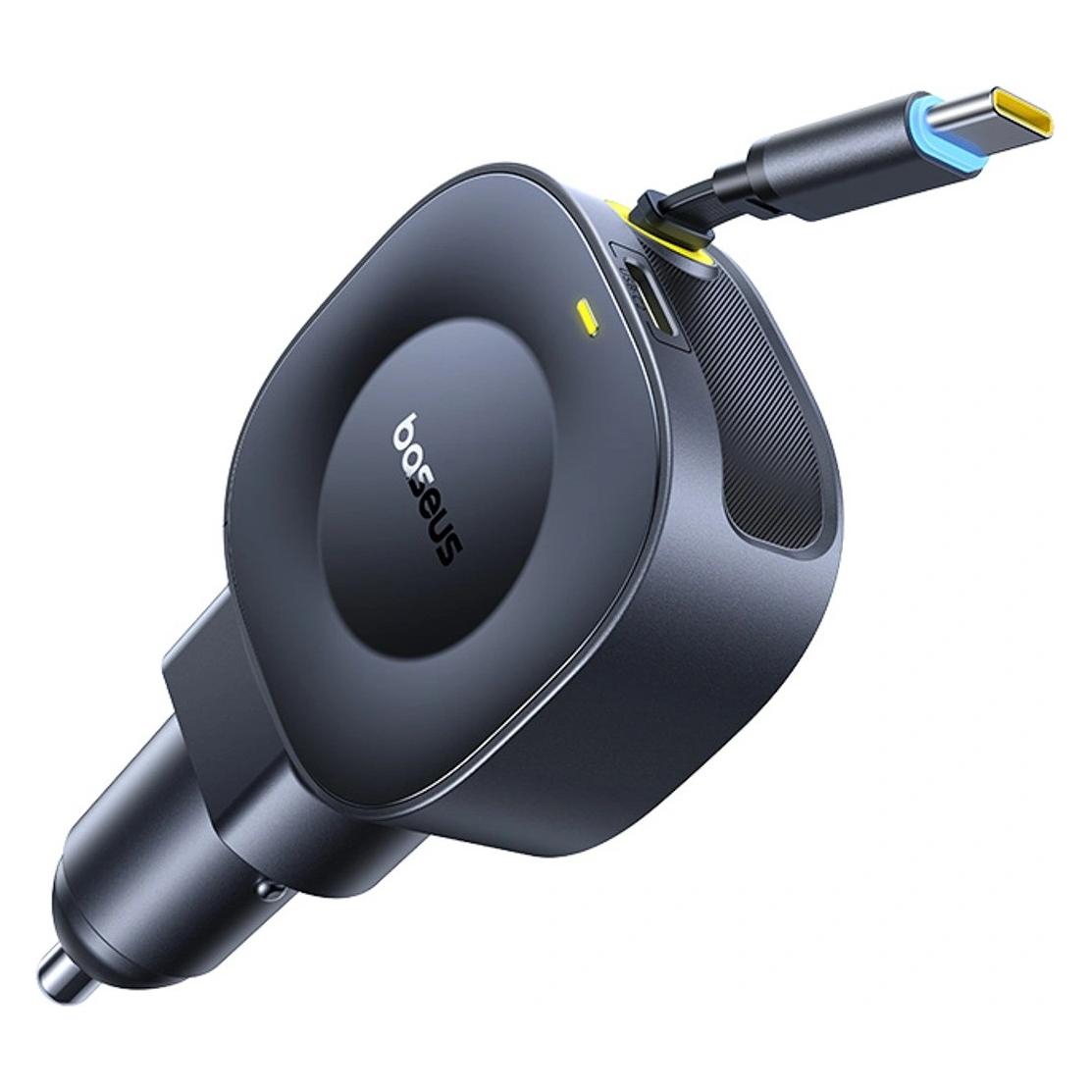 Baseus Ładowarka samochodowa PrimeTrip VR2 30W + 30W ze zwijanym kablem USB-C - czarna (6942521201761)