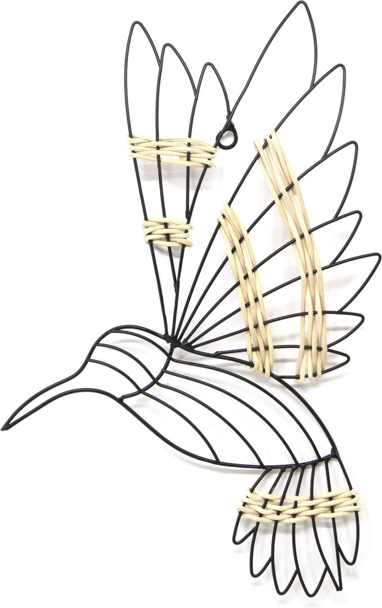 Art for the Home Metal Wanddecoratie Kolibrie zwart 36 x 26 cm