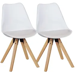 2er Set Esszimmerstühle `Lund`: Skandinavisches Design, Komfortables Sitzen. Weiß, Material: Kunstleder, 49x52x87 cm | Kadima Design