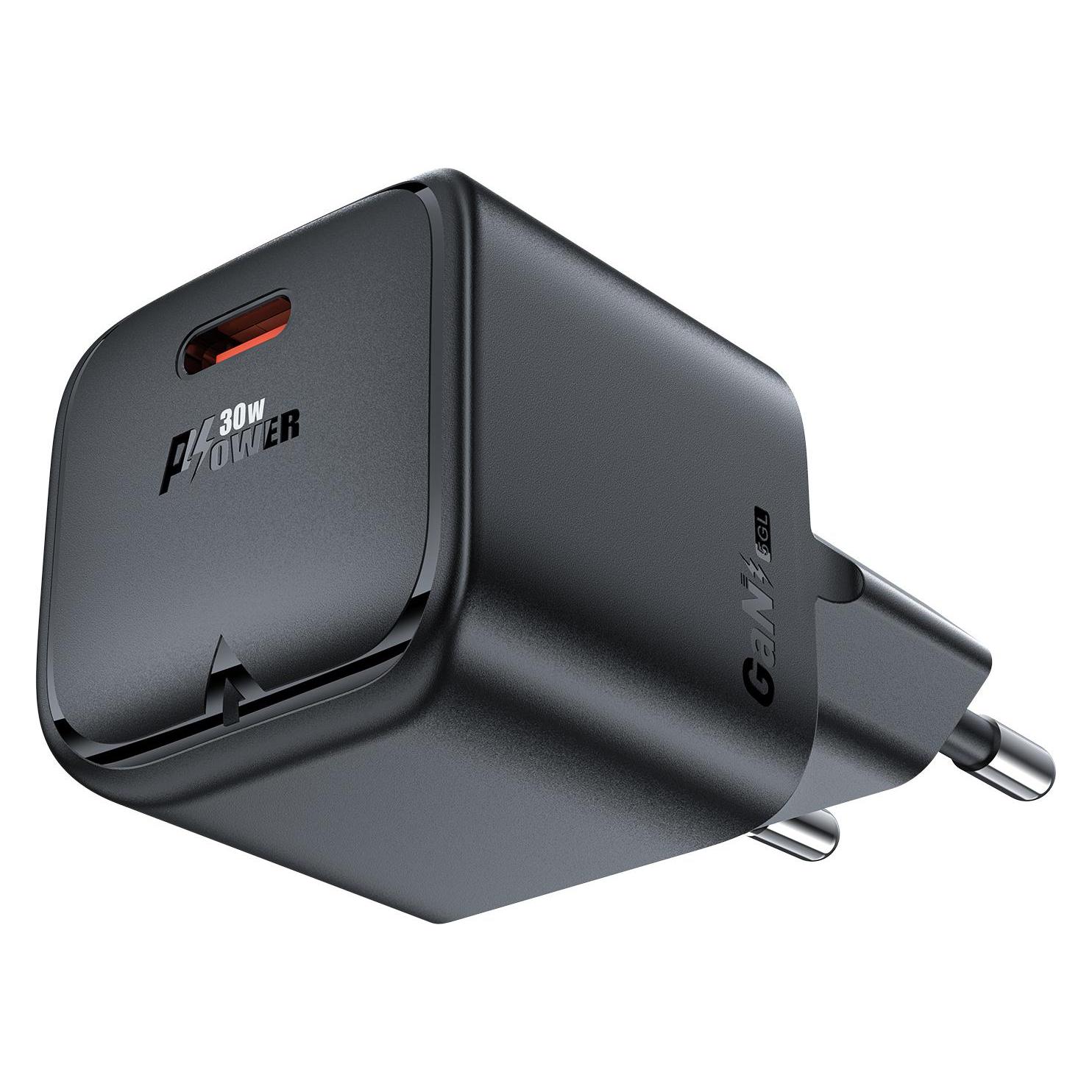 Acefast A77 Mini PD 30W GaN USB-C Wandladegerät - Schwarz (30 W, 1 Port) (1637320828)