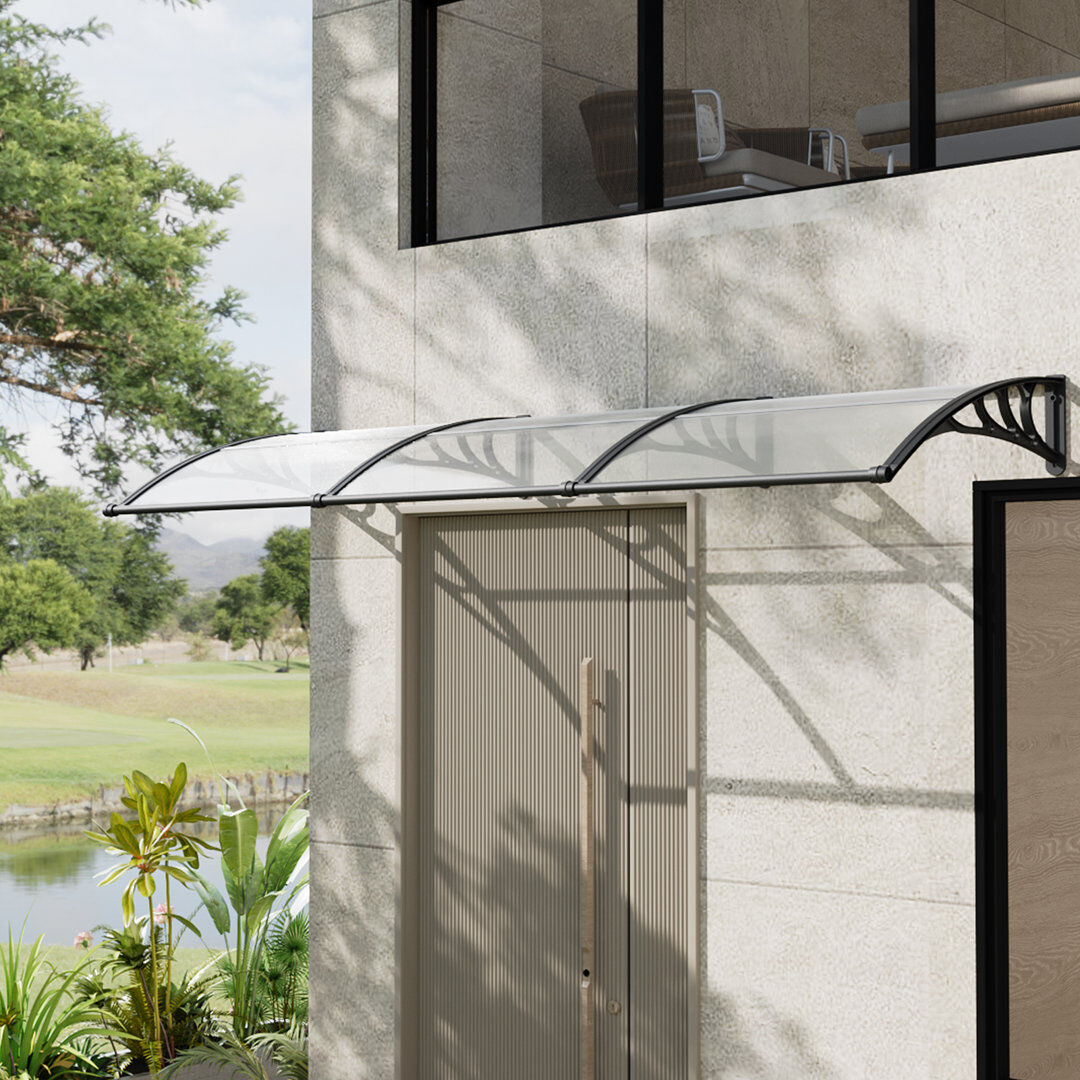Living And Home 100cm D Plastic Cover Retractable Door / Window Awning Clear 28cm H x 300cm W x 100cm D