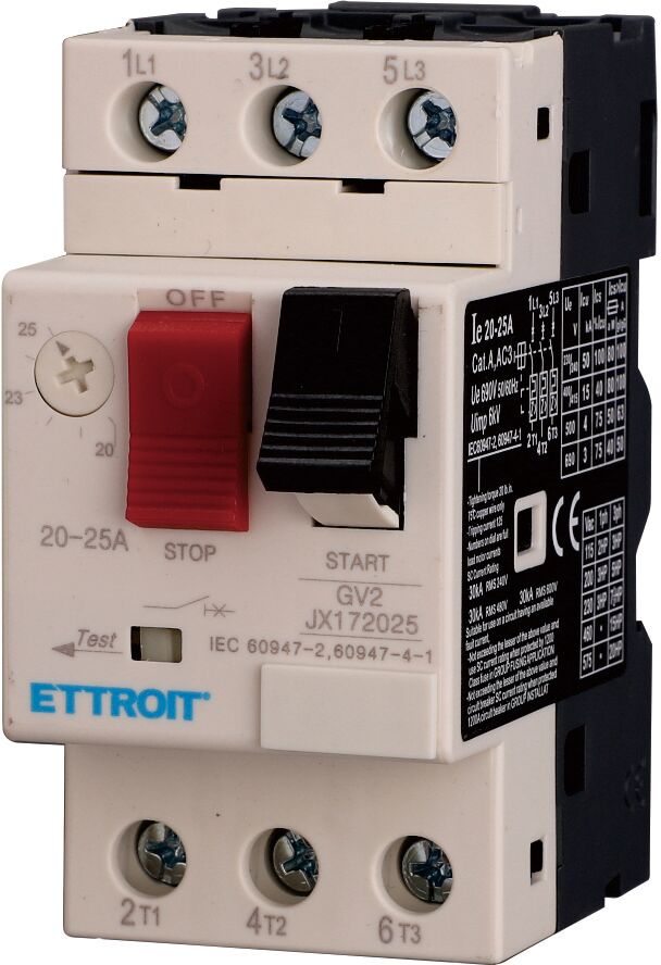 Ettroit Interruttore Salvamotore Regolabile 3p 20–25 A  Jx172025