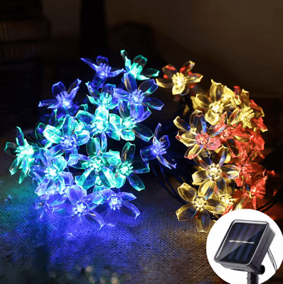 Inspire Picks Solar Sakura Cherry Blossom String Lights Outdoor Fairy Garden Decor multicolor 5m 20leds