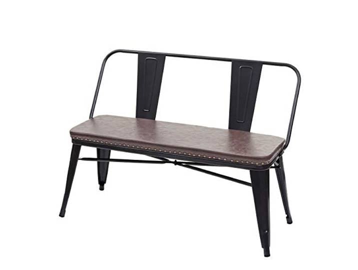 Mendler 2er Sitzbank HWC-H10 Kunstleder Industrie-Design - schwarz-braun