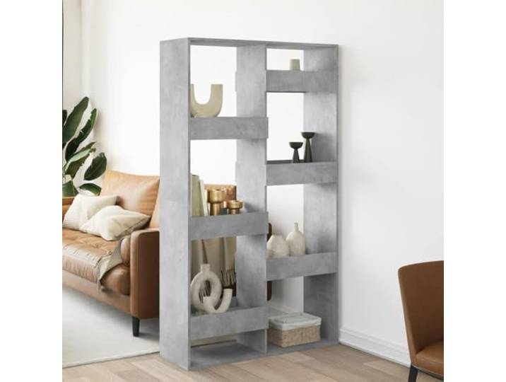 Raumteiler Betongrau 100x33x175 cm Holzwerkstoff Regal mit 8 Fächern 8 geräumige Fächer, pflegeleichte Oberfläche, vielseitig als Raumtrenner oder Regal nutzbar