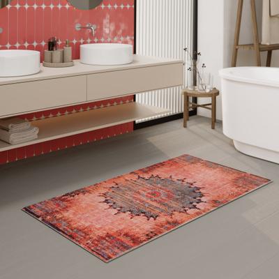 Badematte WECON HOME "Healing", rot, H:0,5mm, Polyester, Badematten, Badematte, Vintage, waschbar, rutschfest, schnell trocknend, robust, Badteppich