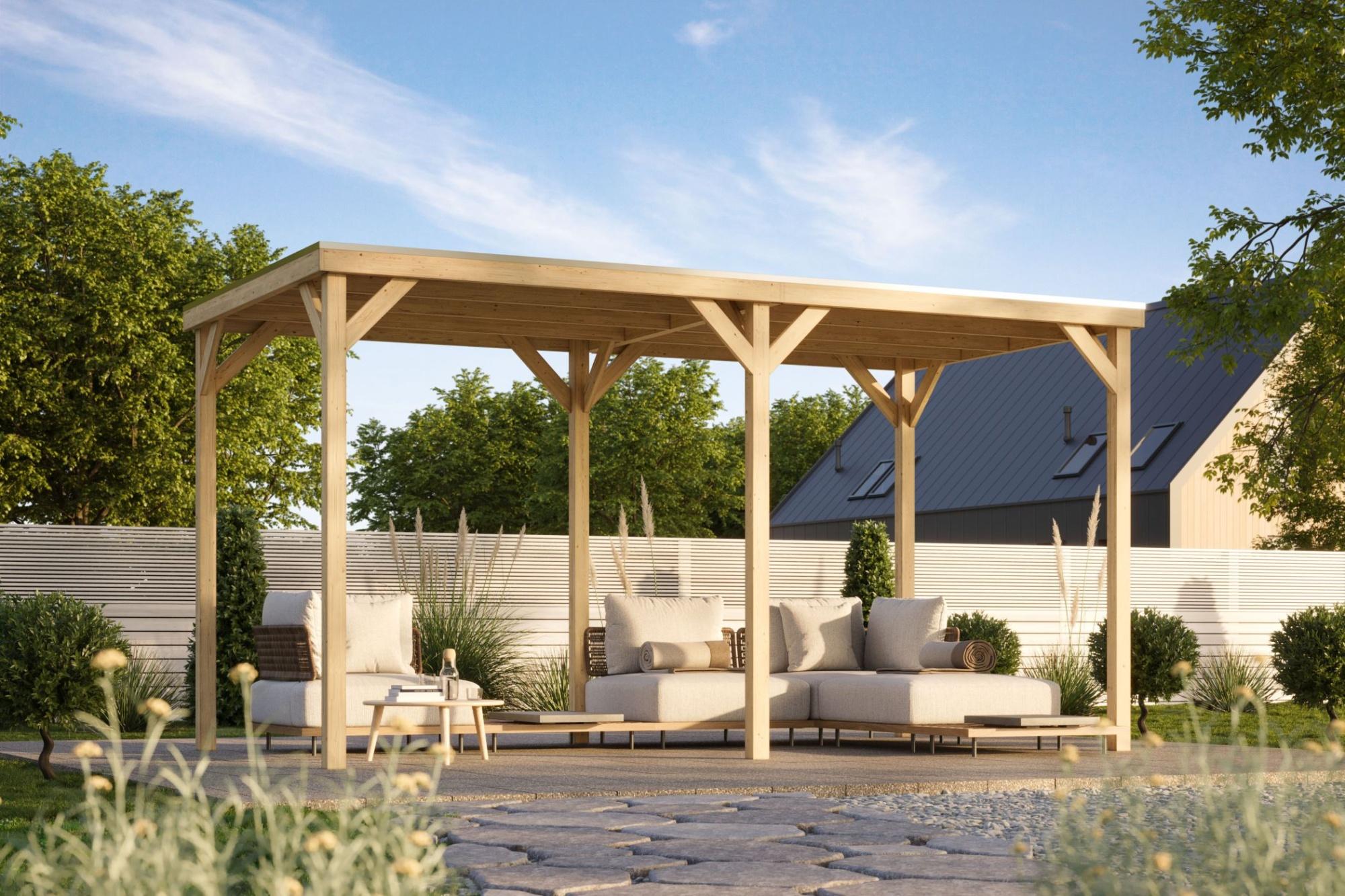 Pavillon Holzpavillon Unterstand Grillunterstand Fahrradunterstand Mülltonnenunterstand CUBECO 453x231x243 cm
