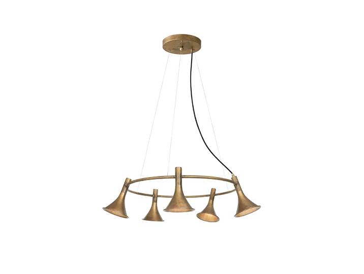 Konsthantverk Megafon 5- Pendentif rond bas laiton brut