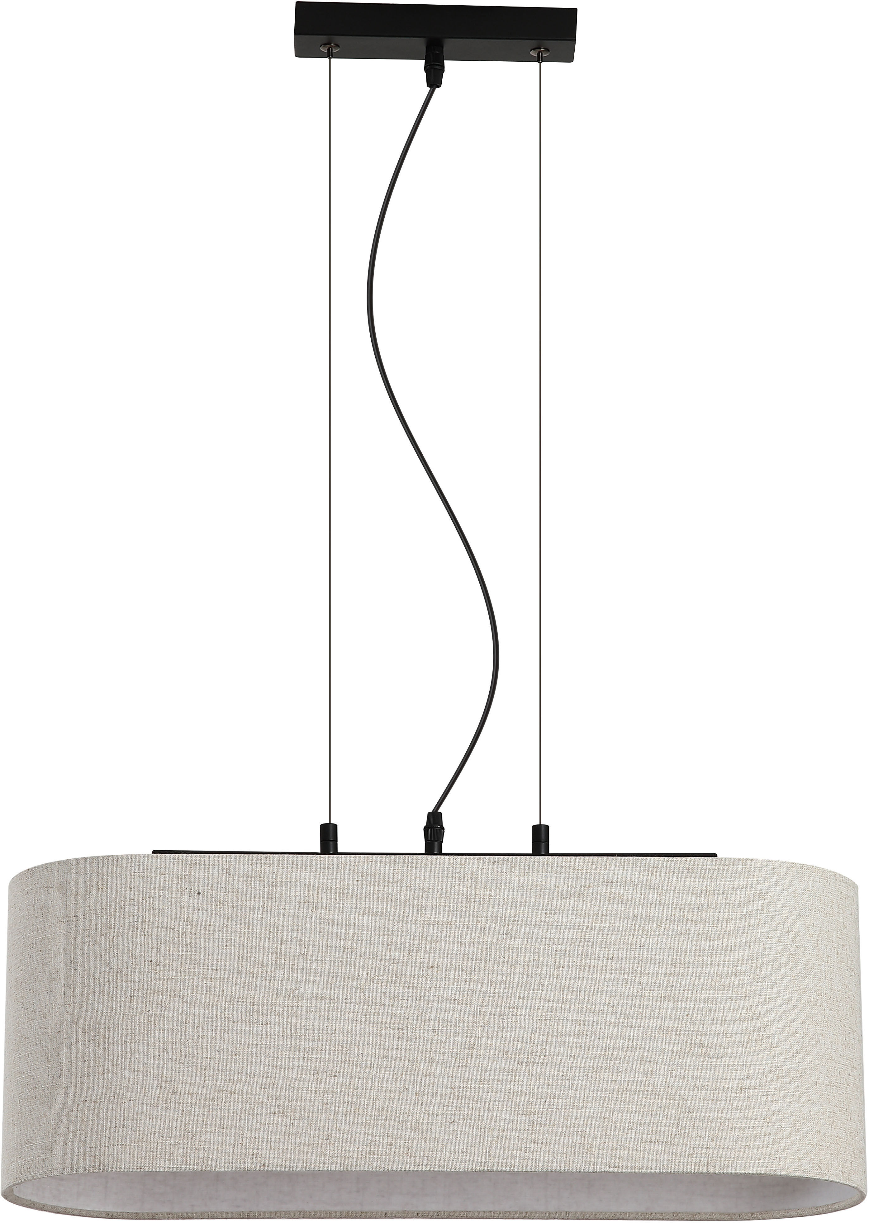SEARCHLIGHT Pendelleuchte "Hessian 3Lt Pendelleuchte, schwarzes Metall mit Leinenschirm", beige (schwarz), H: 25cm, 1 Stk., Leuchten, Pendelleuchte