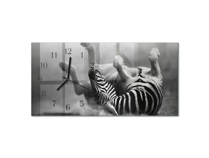 Tulup Wanduhr aus Glas 60x30 cm - Rippchen, Schwarz, Rechteckig, 60x30x0.4 cm, Dekoration, Uhren, Wanduhren