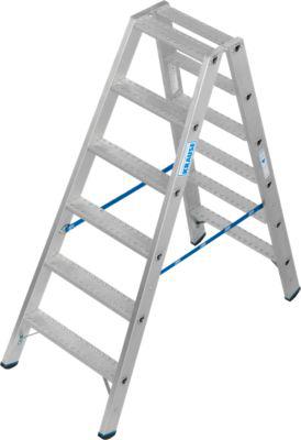 KRAUSE STABILO Doppelleiter R13 2x6 Stufen, 80 mm Lochbild selbstreinigend, hochfeste Alu-Gelenke, SafetyCap