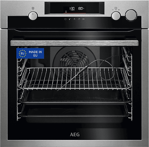Horno a vapor - AEG BSE572360M, Multifunción, Pirolítico, 72 l, Sonda térmica, 60 cm, Inox