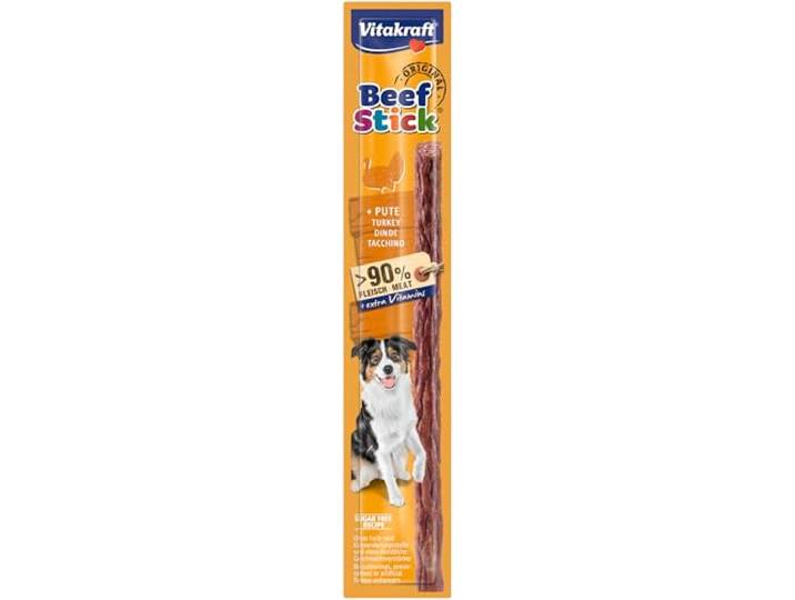 Vitakraft Beef Stick Pute, Hondensnacks, Kalkoenvleesstick, traktaties voor hondentraining, Geen toegevoegde suiker (1x 12g)