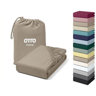 Spannbettlaken OTTO HOME "Cremona Baumwolle-Elasthan", beige, B:90cm L:200cm, Zwirn-Jersey (220g/m²), Obermaterial: 96% Baumwolle, 4% Elasthan, Bettlaken, Spannbettlaken, NEU bis 30 cm Höhe, Bettlaken in PREMIUM Qualität, auch Zwirn-Jersey