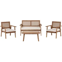 4-SITZER LOUNGE SET Akazienholz Helles Beige Arenella