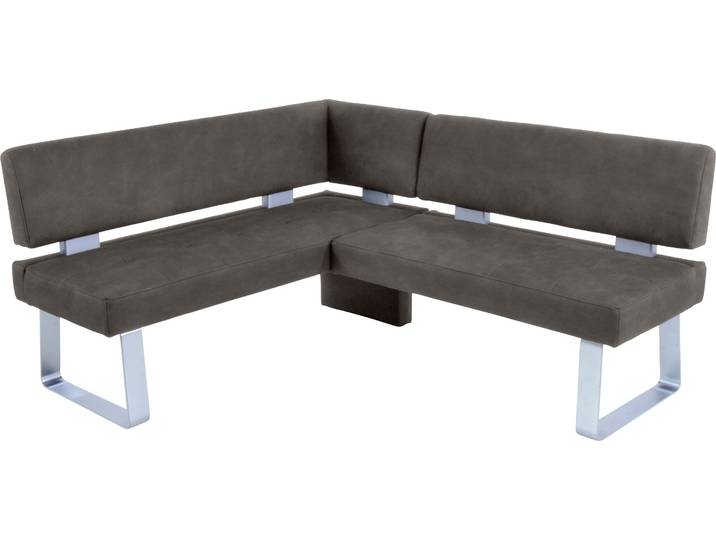 Eckbank K+W KOMFORT & WOHNEN Santos II Esszimmerbank , grau (schwarzgrau), B:157cm H:87cm T:180cm, 100% Polyester, Sitzbänke, Eckbank, gepolstert, Eckbank, wahlweise langer Schenkel 180cm rechts oder links