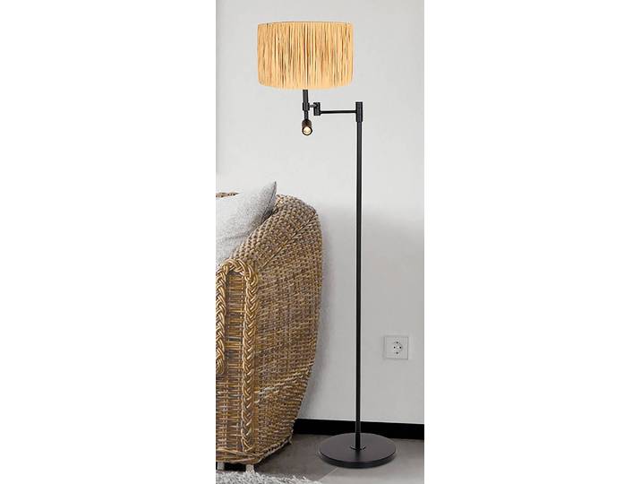Lampadaire Stang herbe végétale 32 x 120 x 26cm Marron/Noir 2 Aluminium, revêtu par poudre Aucun diffuseur en herbe végétale E27