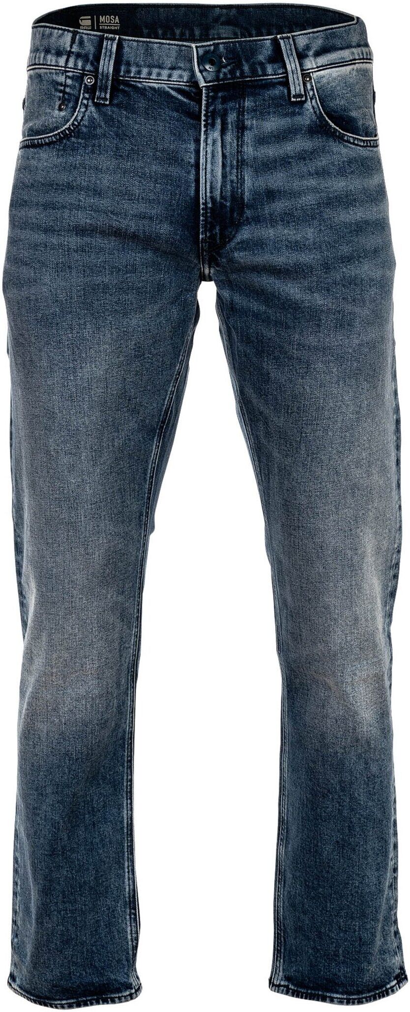 Skinny-fit-Jeans G-STAR "Jeans Mosa Straight Faded Atlantic Ocean", Herren, Gr. 36, N-Gr, blau (blau (faded cascade)), Obermaterial: 99% Baumwolle CO. 1% Elasthan EL., Jeans Skinny-fit-Jeans