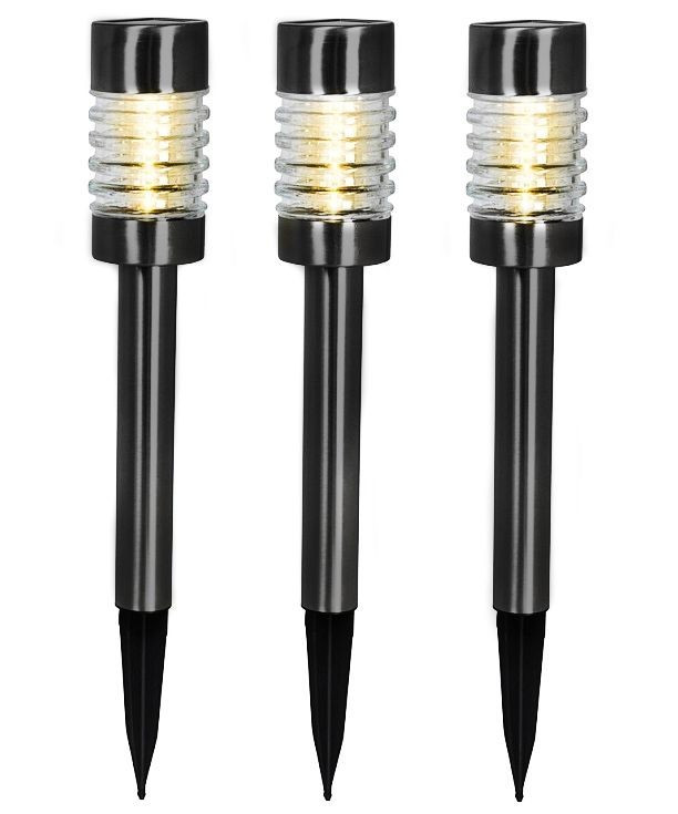 ProGarden LED Solar Tuinset met Accentverlichting voor in de Tuin of op het Terras, 3 stuks, Zwart