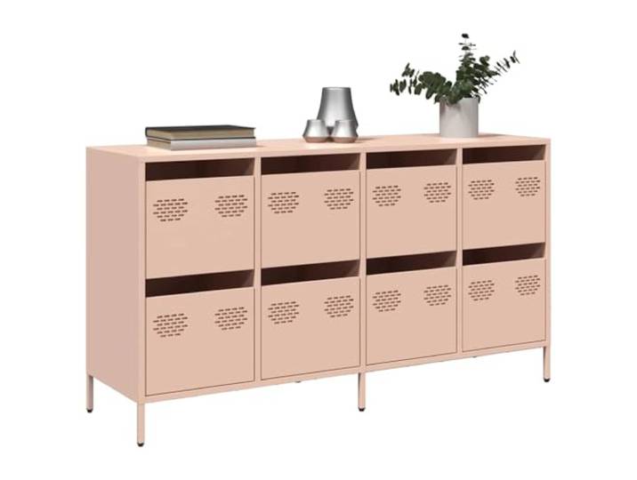 Sideboard Rosa 135x39x73,5 cm aus Kaltgewalztem Stahl mit Schubladen Sideboard mit Schubladen, kaltgewalzter Stahl, rosa Oberfläche, glatte Reinigung, stabile Ablagefläche